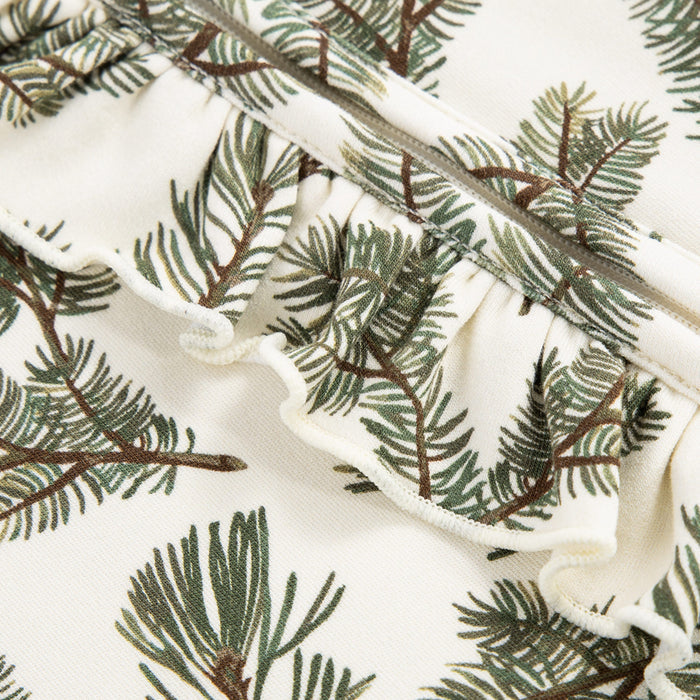 Pine Brushed Ruffle Footed Romper