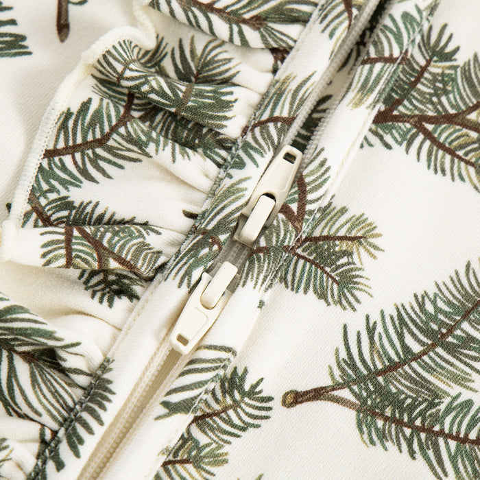 Pine Brushed Ruffle Footed Romper