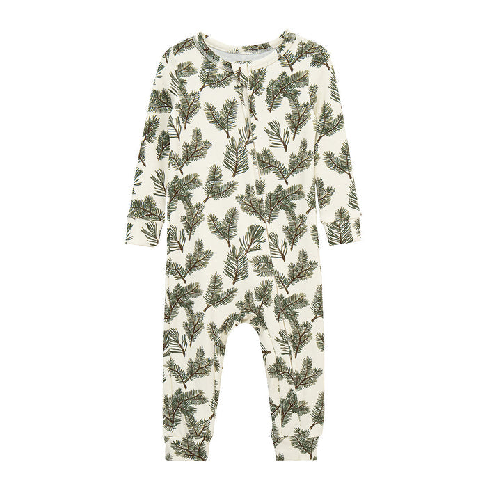 Pine Brushed Zipper Pajama
