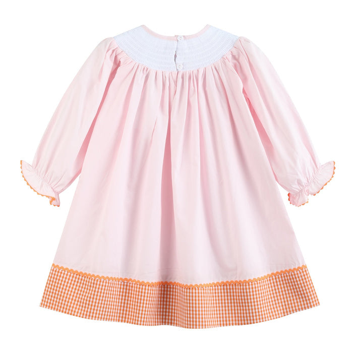 Pink and Orange Gingham Boo Smocked Bishop Dress - Lil Cactus