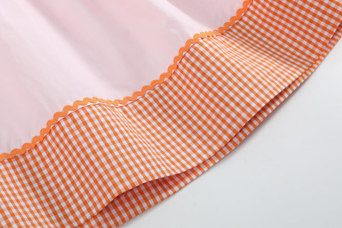 Pink and Orange Gingham Boo Smocked Bishop Dress - Lil Cactus