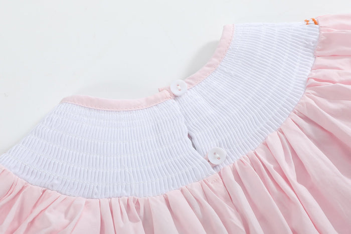 Pink and Orange Gingham Boo Smocked Bishop Dress - Lil Cactus