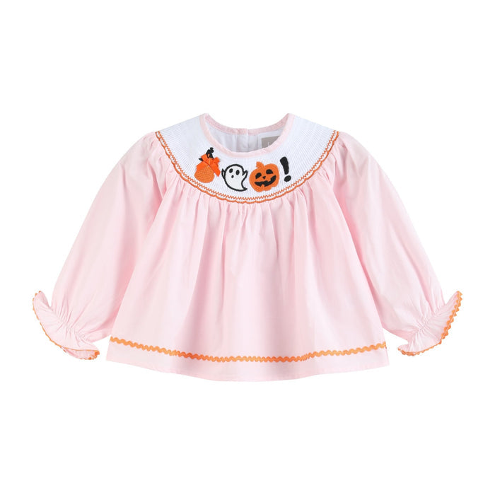 Pink and Orange Gingham Boo Smocked Dress and Bloomer Set - Lil Cactus