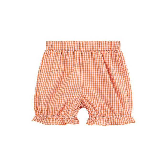 Pink and Orange Gingham Boo Smocked Dress and Bloomer Set - Lil Cactus