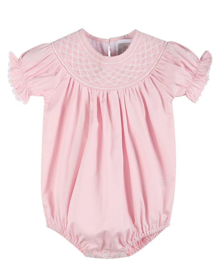 Pink and White Smocked Bubble Romper - Lil Cactus