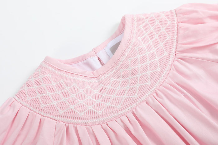 Pink and White Smocked Bubble Romper - Lil Cactus