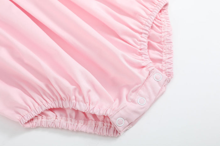 Pink and White Smocked Bubble Romper - Lil Cactus