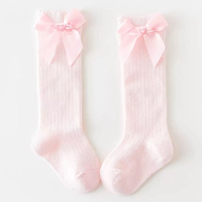 Pink Cotton/Poly Lace Knee High Socks with Bow - Lil Cactus