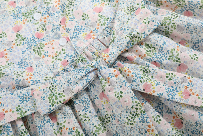 Pink Floral Print Smocked Flutter Dress - Lil Cactus