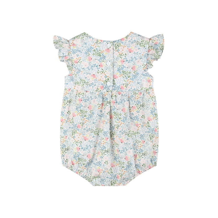 Pink Floral Print Smocked Futter Romper - Lil Cactus
