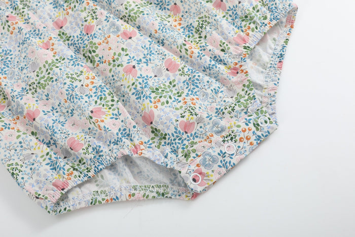 Pink Floral Print Smocked Futter Romper - Lil Cactus