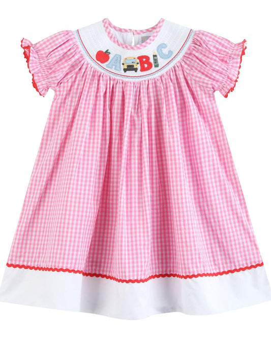 Pink Gingham ABC School Bishop Dress - Lil Cactus