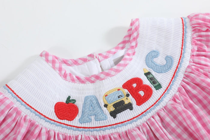 Pink Gingham ABC School Bishop Dress - Lil Cactus