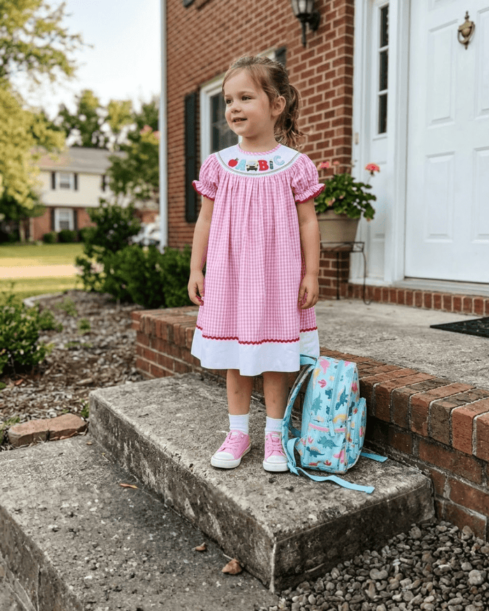 Pink Gingham ABC School Bishop Dress - Lil Cactus