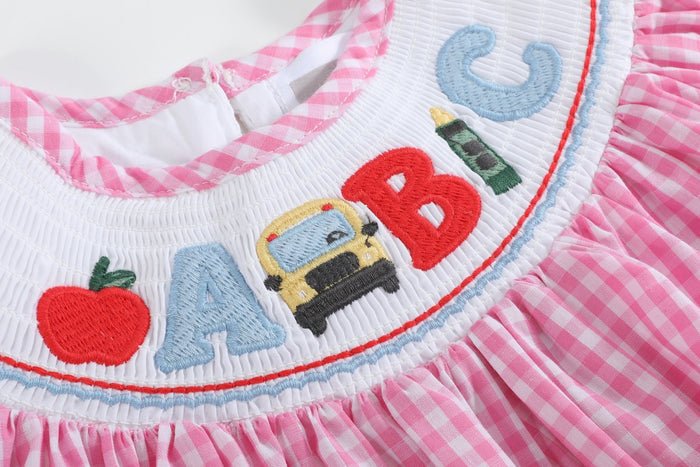 Pink Gingham ABC School Bishop Dress - Lil Cactus