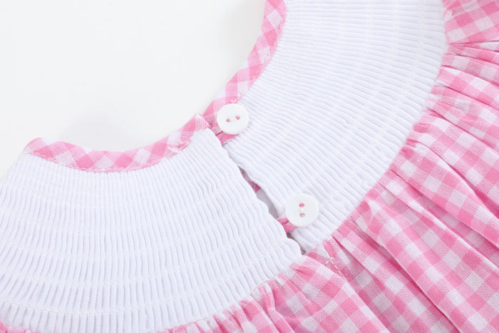Pink Gingham Crawfish Smocked Bishop Dress - Lil Cactus