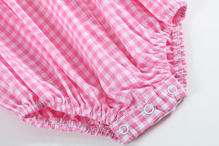 Pink Gingham Crawfish Smocked Flutter Romper - Lil Cactus