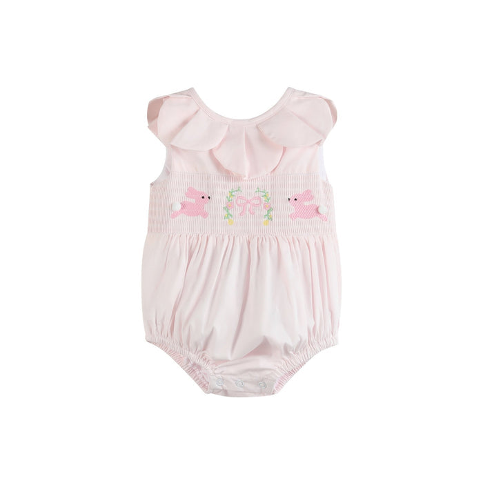 Pink Petal Collared Smocked Bubble Romper - Lil Cactus