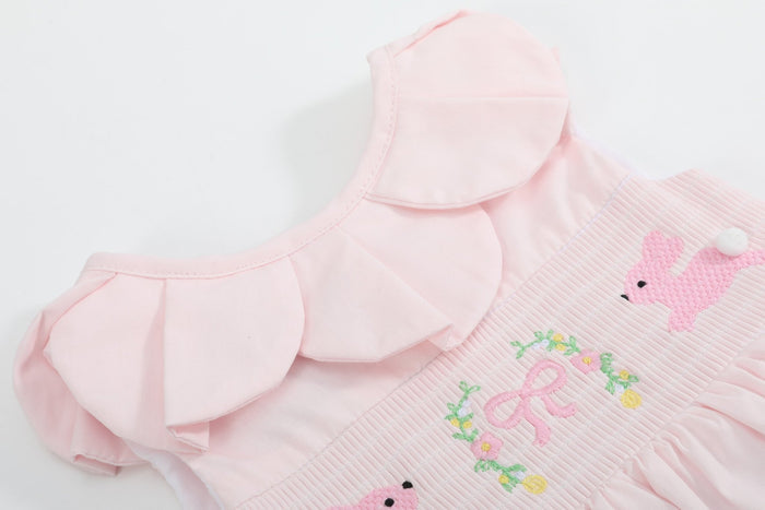 Pink Petal Collared Smocked Bubble Romper - Lil Cactus