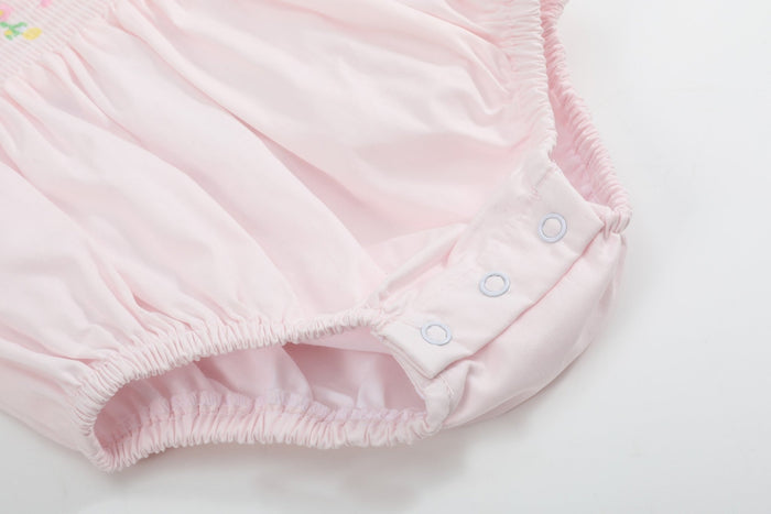 Pink Petal Collared Smocked Bubble Romper - Lil Cactus