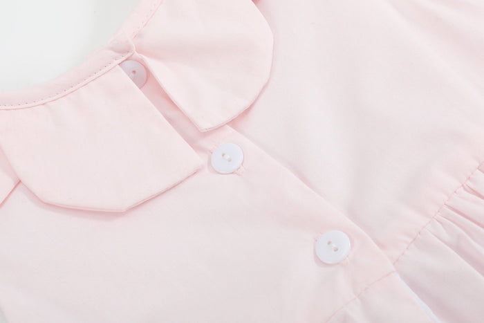 Pink Petal Collared Smocked Bubble Romper - Lil Cactus