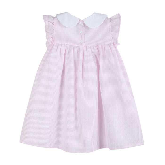 Pink Seersucker Easter Bunny Ruffle Dress - Lil Cactus