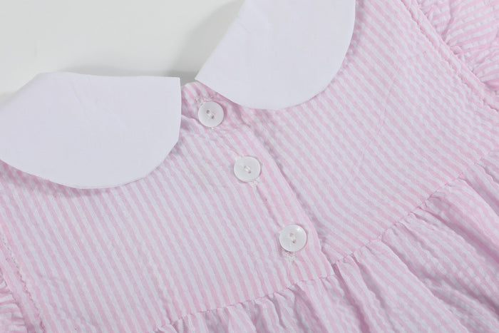 Pink Seersucker Easter Bunny Ruffle Dress - Lil Cactus