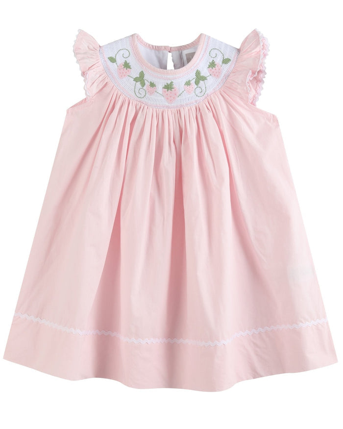 Pink Strawberry Vine Smocked Bishop Dress - Lil Cactus