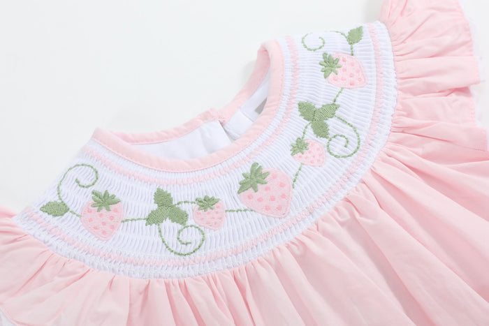 Pink Strawberry Vine Smocked Romper - Lil Cactus