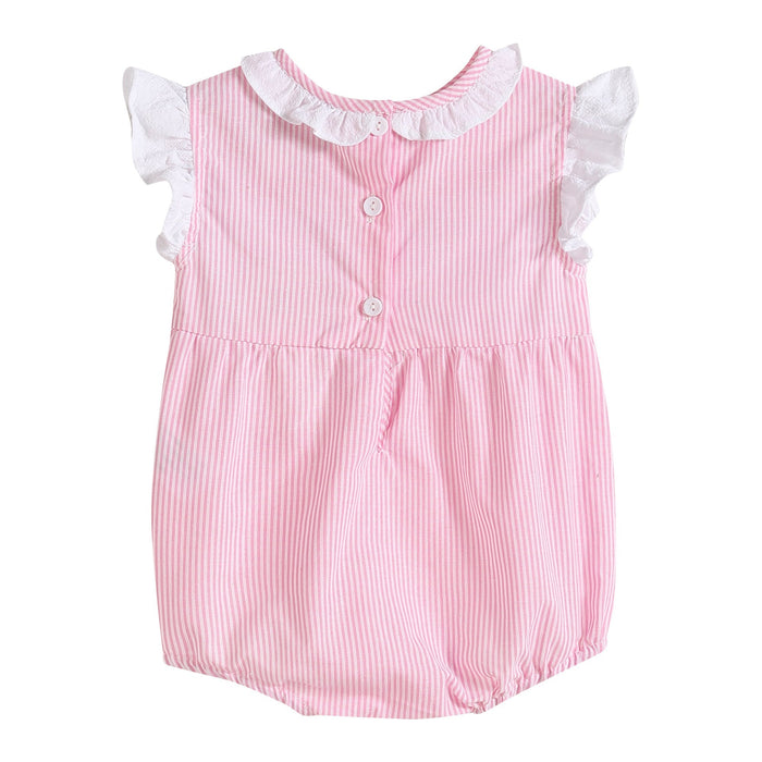 Pink Striped Lil Sister Smocked Romper - Lil Cactus