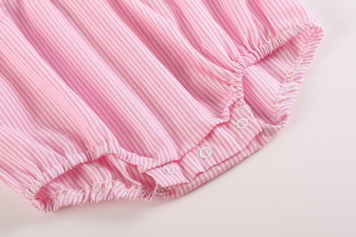 Pink Striped Lil Sister Smocked Romper - Lil Cactus