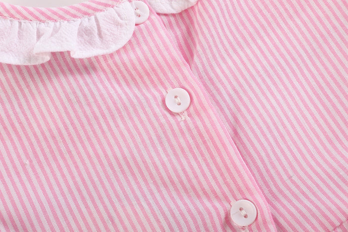 Pink Striped Lil Sister Smocked Romper - Lil Cactus