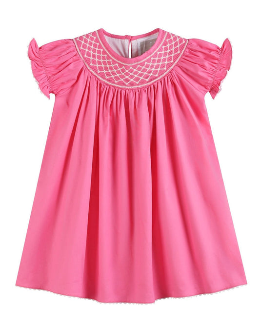 Pink & White Smocked Bishop Dress - Lil Cactus