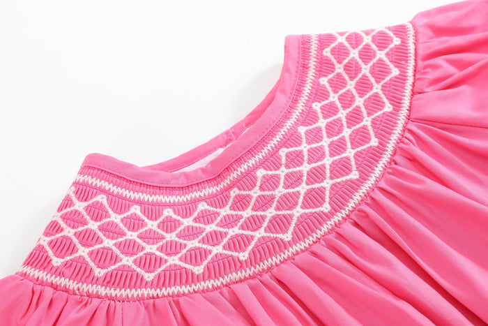 Pink & White Smocked Bishop Dress - Lil Cactus