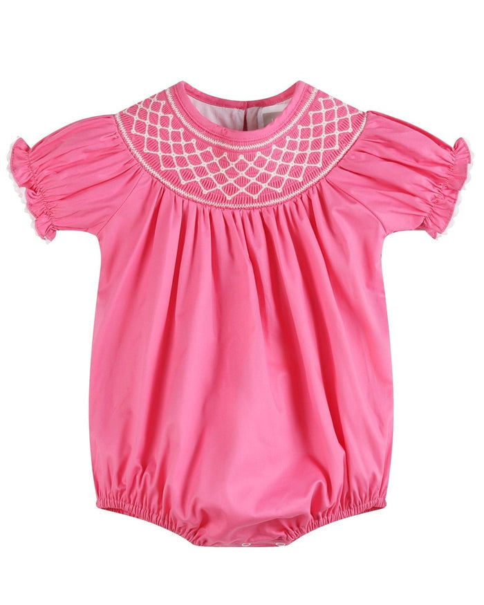 Pink & White Smocked Bubble Romper - Lil Cactus