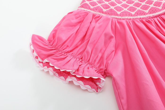 Pink & White Smocked Bubble Romper - Lil Cactus