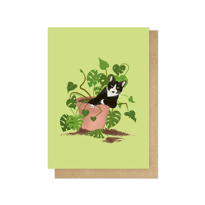 Plant Cat Greetings Card