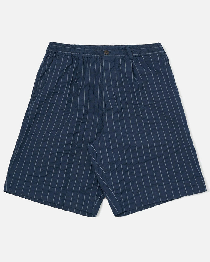 PLEATED TRACK SHORT - NAVY Stripe