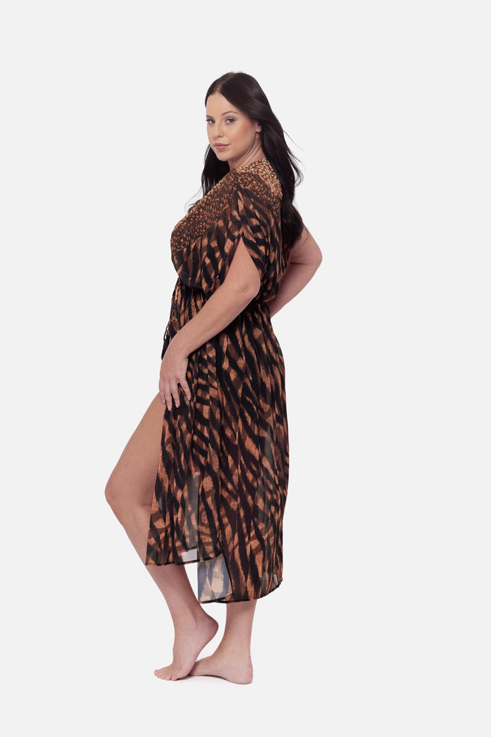Plus Size Beaded Kimono Cover Up in Raya De Safari
