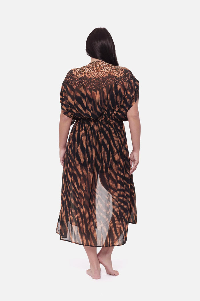 Plus Size Beaded Kimono Cover Up in Raya De Safari