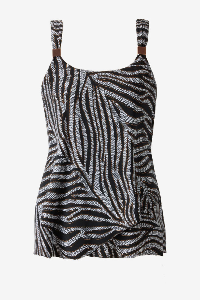 Black and white animal-esque printed tankini top