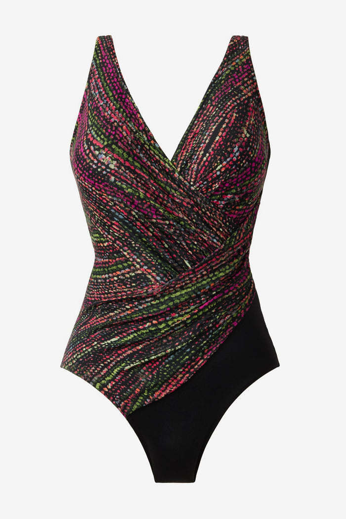 Multicolored dot pattern one-piece swimsuit