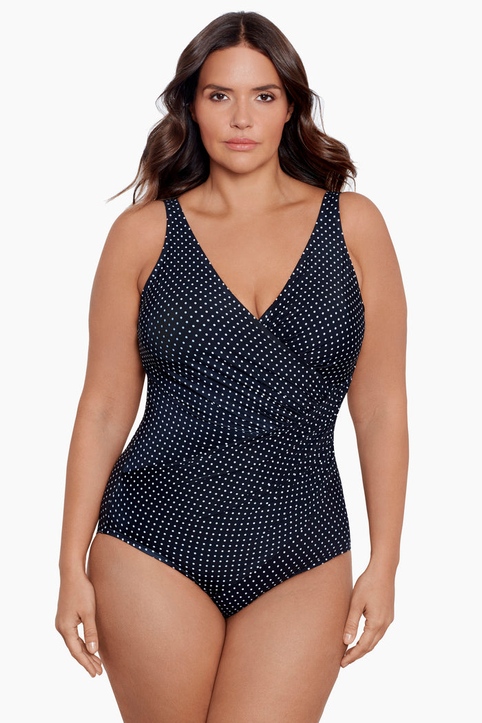 Miraclesuit Plus Size Pin Point Oceanus One Piece Swimsuit