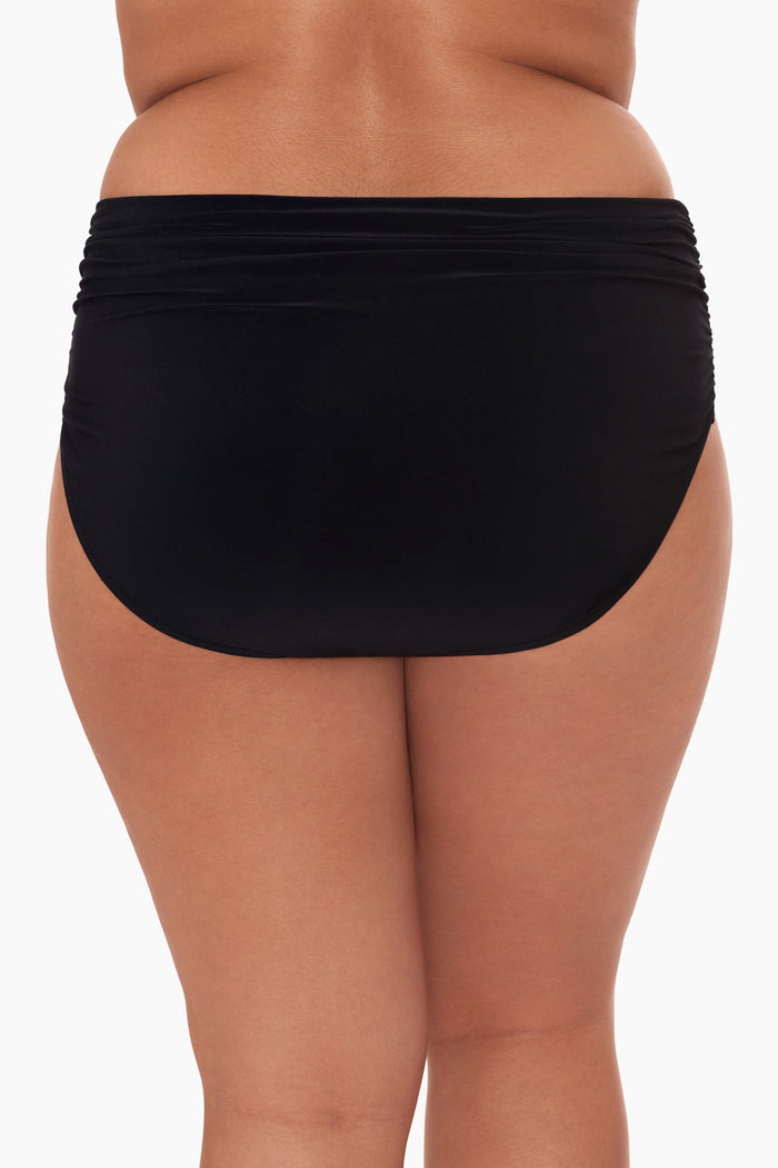 Plus Size Shirred Jersey Brief in Black