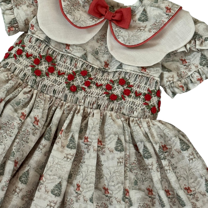 PREORDER Joy Santa Toile Girl Romper (SHIPS OCTOBER)