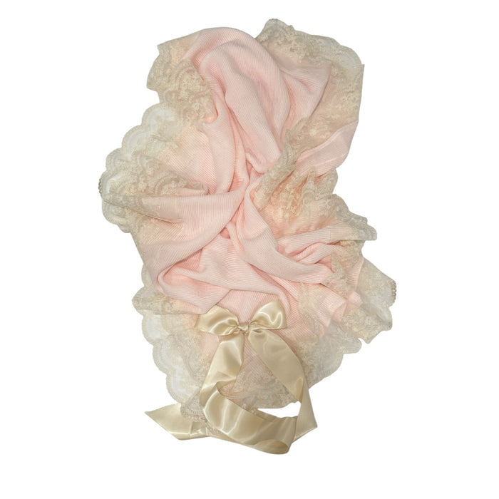 PREORDER Victoria Baby Pink & Ivory Luxe Knitted Blanket (SHIPS OCTOBER)