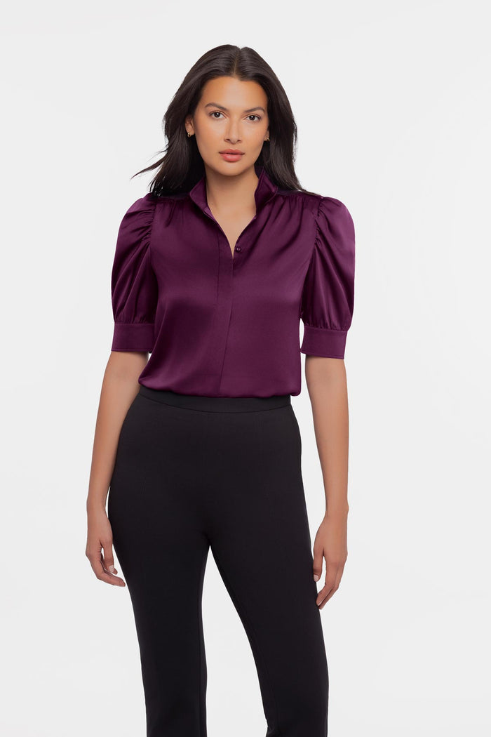 Puff Sleeve Charmeuse Blouse In Bing