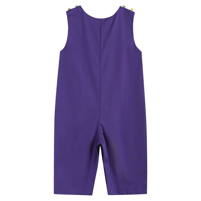 Purple and Gold Football and Tiger Smocked Overalls - Lil Cactus