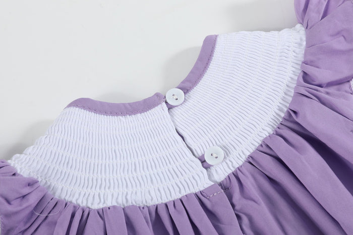 Purple Easter Bunny Smocked Flutter Romper - Lil Cactus