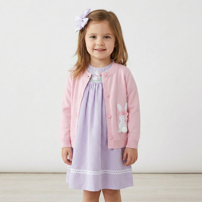 Purple Easter Bunny Bundle - Dress, Sweater and Hair Bow - Lil Cactus